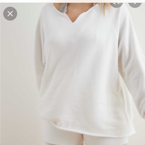 Aerie over sized split neck sweatshirt, heather grey, size Small - Picture 7 of 7